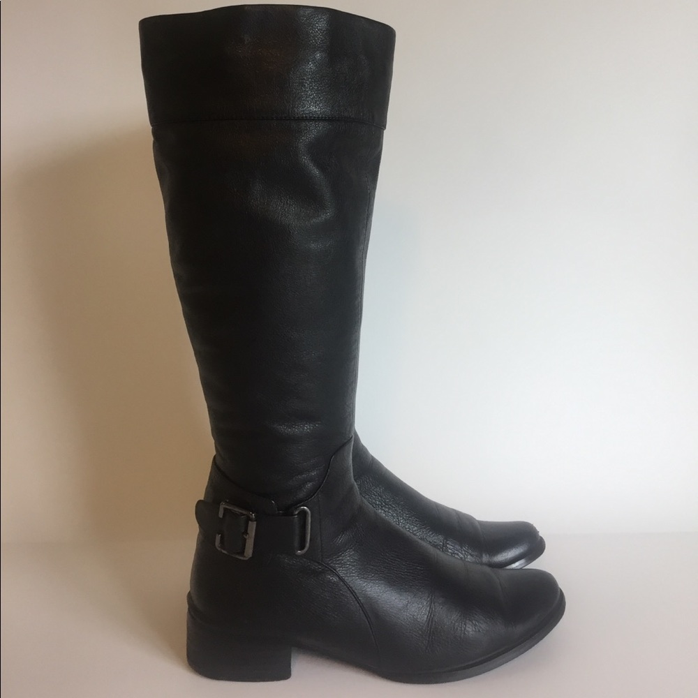 Basconi Knee High Black Leather Boots size 8